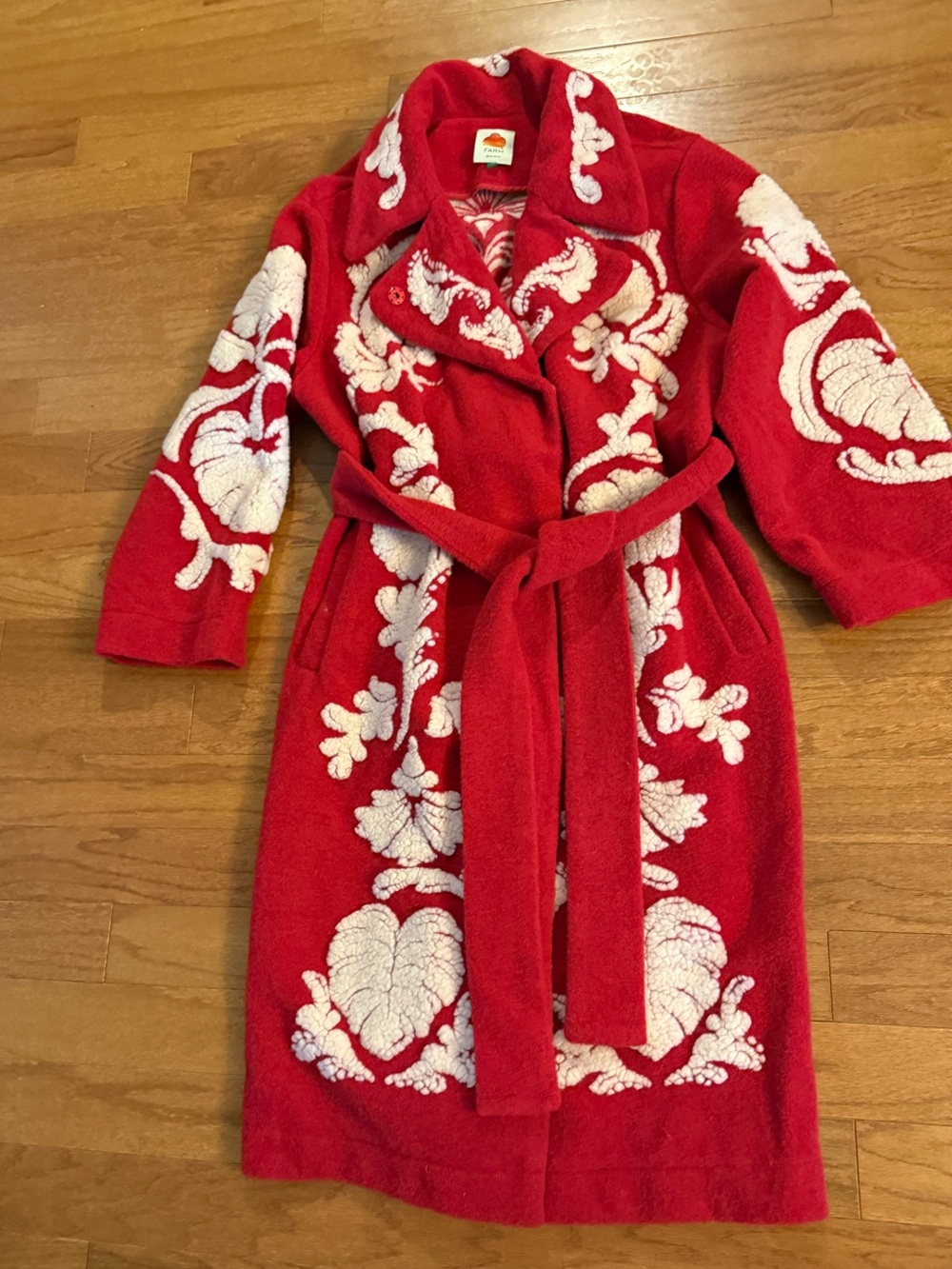 Farm Rio Red Helen Fleece Coat